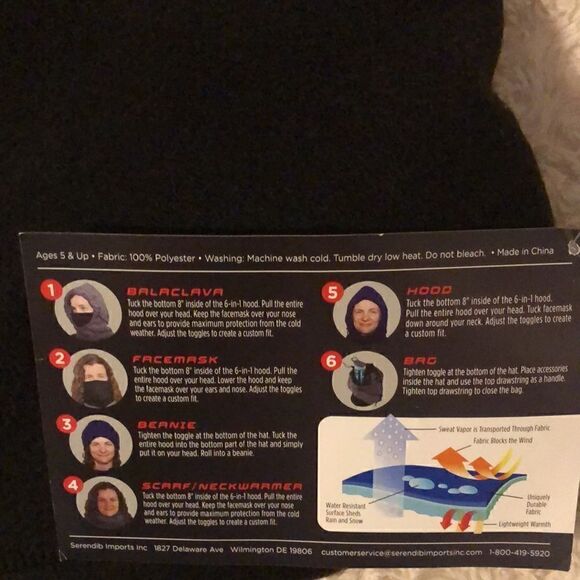 Arctic-X 6 - 1 Fleece Hood Reversible Balaclava Facemask Beanie Scarf Hood bag - Picture 6 of 6